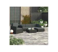 Salon de jardin modulable resine tressee noir 6 pieces 70 x 70 x 52.5 5 personnes