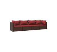 Salon de jardin modulable resine tressee rouge 4 pieces 4 personnes