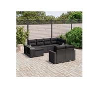 Vidaxl Salon De Jardin 10 Pcs Avec Coussins Noir Résine Tressée