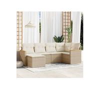 Vidaxl Salon De Jardin Avec Coussins 6 Pcs Beige Résine Tressée