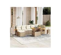 Vidaxl Salon De Jardin Avec Coussins 8 Pcs Beige Résine Tressée