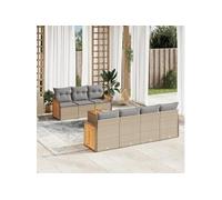 Vidaxl Salon De Jardin Avec Coussins 8 Pcs Beige Résine Tressée