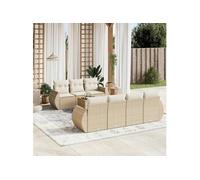 Vidaxl Salon De Jardin Avec Coussins 8 Pcs Beige Résine Tressée