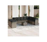 Salon de jardin modulable rotin gris 11 pieces x 124 x 69 10 personnes