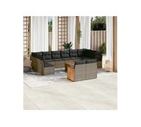 Salon de jardin modulable rotin gris 13 pieces 12 personnes