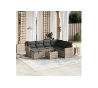Salon de jardin modulable rotin gris 8 pieces x 61.5 x 69 7 personnes