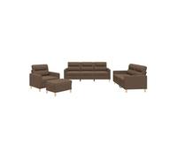 vidaXL Ensemble de canapés 4 pièces Marron en tissu avec coussins