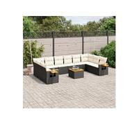 Vidaxl Salon De Jardin 11 Pcs Avec Coussins Noir Résine Tressée