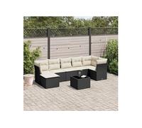 Vidaxl Salon De Jardin 8 Pcs Avec Coussins Noir Résine Tressée