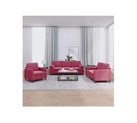 Vidaxl Ensemble De Canapés 3 Pcs Avec Coussins Rouge Bordeaux Velours Rouge