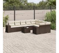 Vidaxl Salon De Jardin Avec Coussins 12 Pcs Beige Résine Tressée