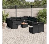 12 pieces noir salon de jardin modulable 11 personnes 62.0 x 62 x 69 resine tressee