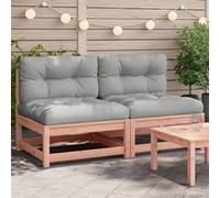 Salon de jardin modulable Vidaxl 2 personnes bois massif 2 pieces 70 x 70 x 67 cm gris Gris G