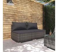 Salon de jardin modulable Vidaxl 2 personnes gris 2 pieces 70 x 70 x 60.5 cm resine tressee gris G