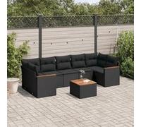 Vidaxl Salon De Jardin 8 Pcs Avec Coussins Noir Résine Tressée