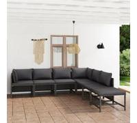Vidaxl Salon De Jardin 7 Pcs Avec Coussins Résine Tressée Gris Gris