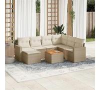 vidaXL Ensemble de jardin canapé 8 pièces avec coussins Beige Poly Rattan