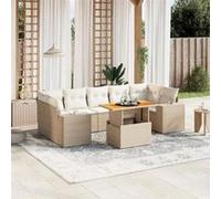 Vidaxl Salon De Jardin Avec Coussins 8 Pcs Beige Résine Tressée