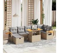 Salon de jardin modulable Vidaxl 8 pieces beige 7 personnes 55.0 x 62 x 69 cm resine tressee Beige G