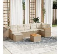 vidaXL Ensemble de jardin canapé 8 pièces avec coussins Beige Poly Rattan