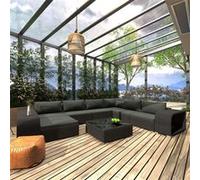 vidaXL Mobilier de Jardin 10 pcs avec Coussins Salon de Jardin Mobilier de Terrasse Mobilier de Patio Meuble d'Extérieur 46817