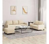 Vidaxl Ensemble De Canapés 3 Pcs Avec Coussins Crème Tissu