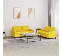 Vidaxl Ensemble De Canapés 2 Pcs Avec Coussins Jaune Clair Tissu Jaune