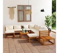 Bois d'Acacia Solide Mobilier de Jardin 5 pcs avec Coussins Extérieur vidaXL