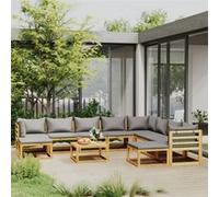 Vidaxl Salon De Jardin 11 Pcs Avec Coussin Bois D'acacia Solide