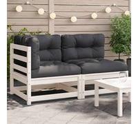 Salon de jardin modulable Vidaxl bois massif 2 personnes 70 x 140 x 67 cm blanc Blanc G