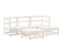 Vidaxl Salon De Jardin 5 Pcs Blanc Bois Massif De Pin