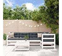Vidaxl Salon De Jardin 6 Pcs Blanc Bois De Pin Massif