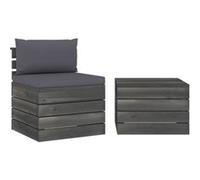 Salon de jardin modulable Vidaxl bois massif gris 2 pieces 65 x 60 x 71.5 1 personnes Bois G