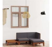 Vidaxl Salon De Jardin 4 Pcs Avec Coussins Bois D'acacia Solide Gris