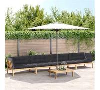 Salon de jardin modulable Vidaxl bois massif gris 5 pieces x 133 x 69 4 personnes gris G