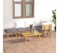 Vidaxl Salon De Jardin 6 Pcs Avec Coussins Bois D'acacia Solide