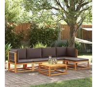 Salon de jardin modulable Vidaxl bois massif marron 6 pieces 5 personnes Marron G