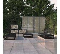 Salon de jardin modulable bois massif noir 7 pieces 70.0 x 70 x 30 7 personnes