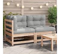 Salon de jardin modulable vidaxl gris 2 personnes 70 x 140 x 67 cm bois massif Gris G