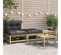 Salon de jardin modulable Vidaxl gris 2 personnes 70 x 210 x 67 cm bois Gris G
