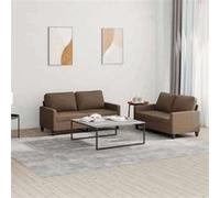 Vidaxl Ensemble De Canapés 2 Pcs Avec Coussins Marron Tissu Marron
