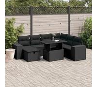 Vidaxl Salon De Jardin 8 Pcs Avec Coussins Noir Résine Tressée