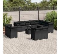 Vidaxl Salon De Jardin Avec Coussins 13 Pcs Noir Résine Tressée