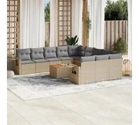 Vidaxl Salon De Jardin Et Coussins 12 Pcs Mélange Beige Résine Tressée