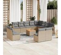 Vidaxl Salon De Jardin Et Coussins 13 Pcs Mélange Beige Résine Tressée
