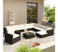 Salon de jardin modulable vidaxl resine tressee 11 personnes 12 pieces noir G