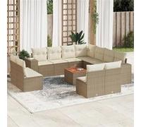 Vidaxl Salon De Jardin Avec Coussins 12 Pcs Beige Résine Tressée