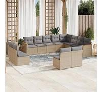 Salon de jardin modulable resine tressee beige 2 pieces 12 personnes