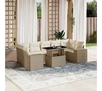 Vidaxl Salon De Jardin Avec Coussins 8 Pcs Beige Résine Tressée