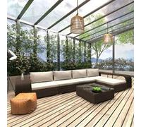 Vidaxl Salon De Jardin 8 Pcs Avec Coussins Résine Tressée Marron